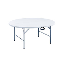 Foldebord Ø160 cm plast/stål hvid - Sunlife®